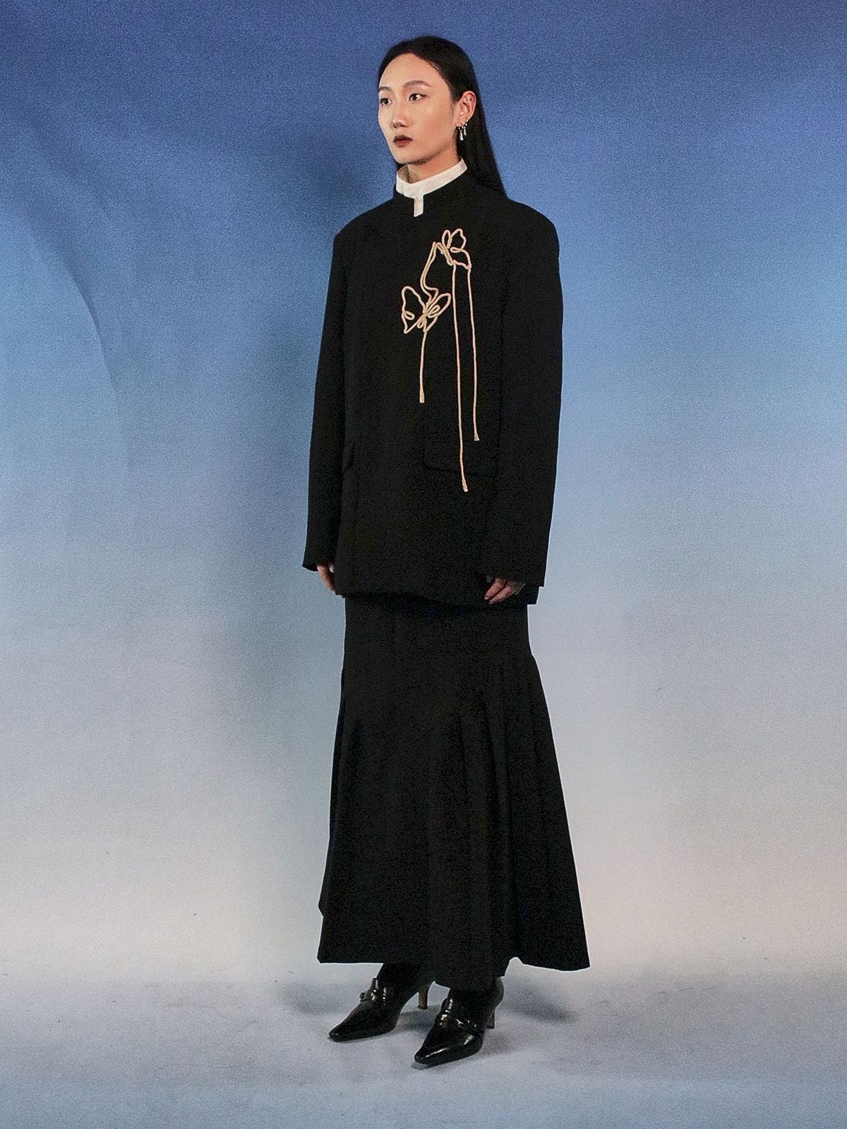 자수 나비 중간 재킷