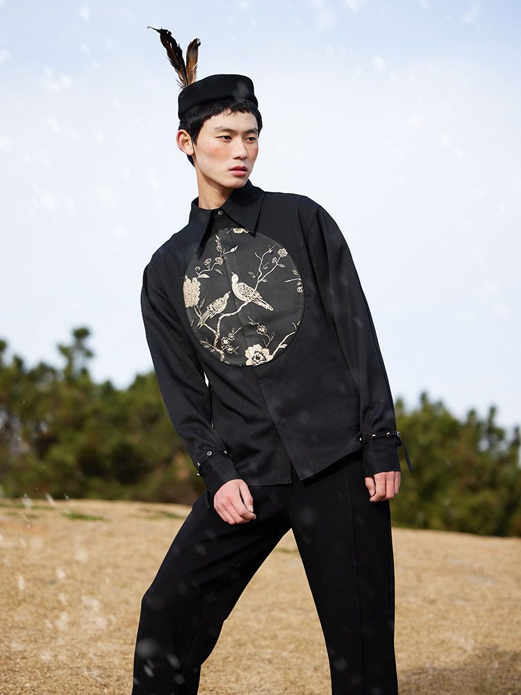 Embroidery CHINA maocollar Retro Tops