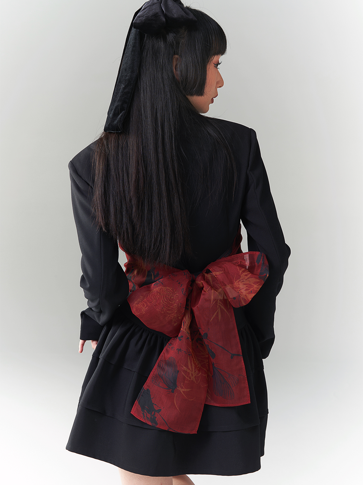 Back-Ribbon 2way Nichi Frill Stufeed Jacket & Rock