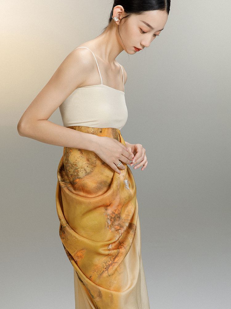 Tie-dye Drape Classy Mature One-piece