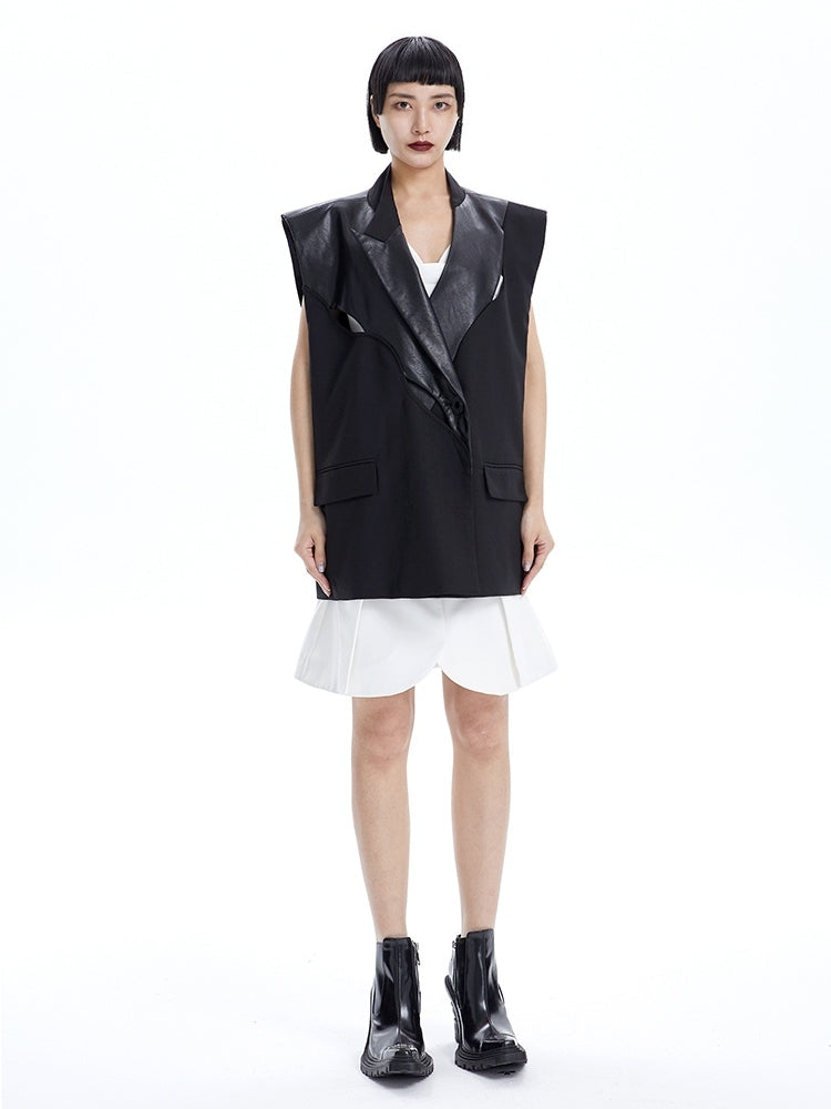 Sleevels Leather Loose Jacket Vest