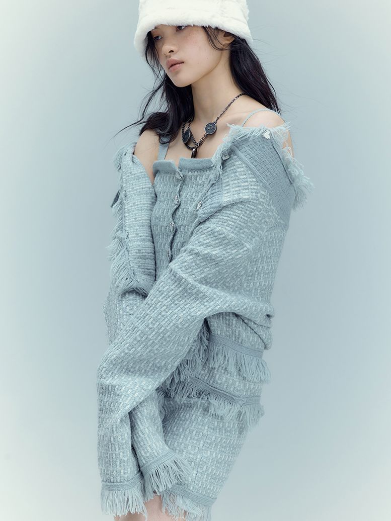 Knit Classy Jacket&Camisole&Skirt