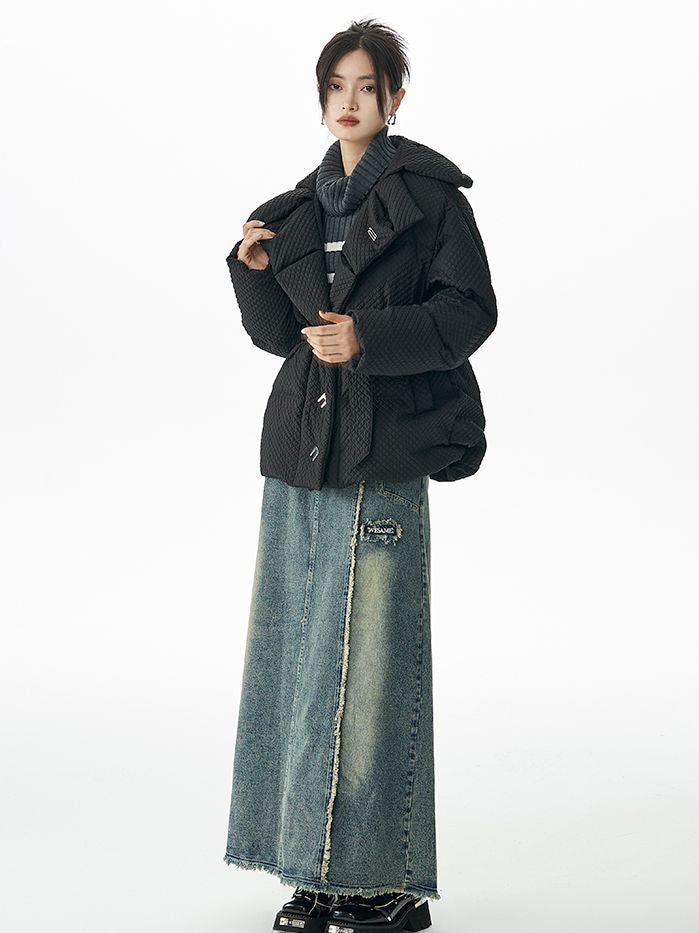 Stickst Stickränder kurzer Down-Jacket