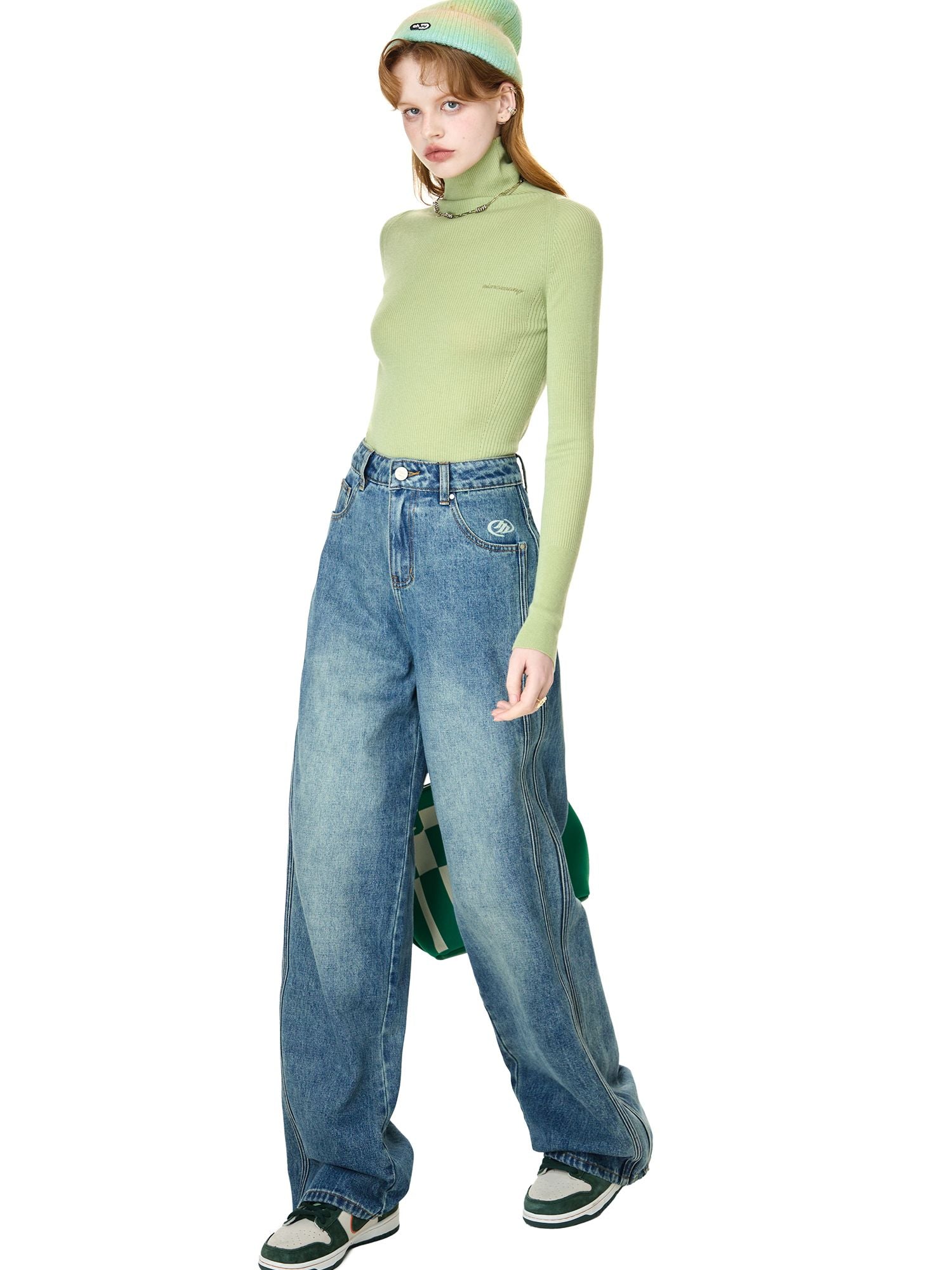 Plain High-Neck Simple Knit