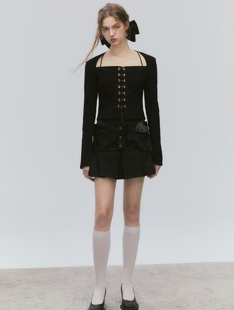 Nichi-Button Slim Vintage Retro Tops