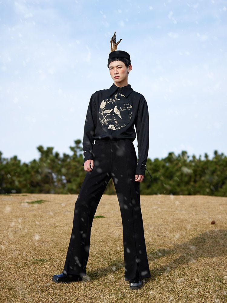 Embroidery CHINA maocollar Retro Tops