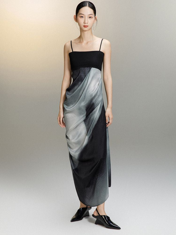 Tie-dye Drape Classy Mature One-piece