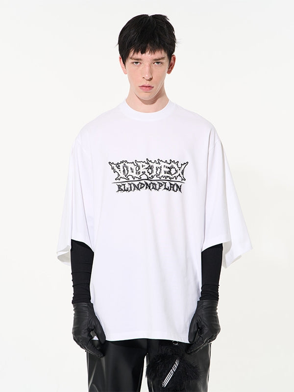 Übergroße Flare-Mischung Lose Print T-Shirt