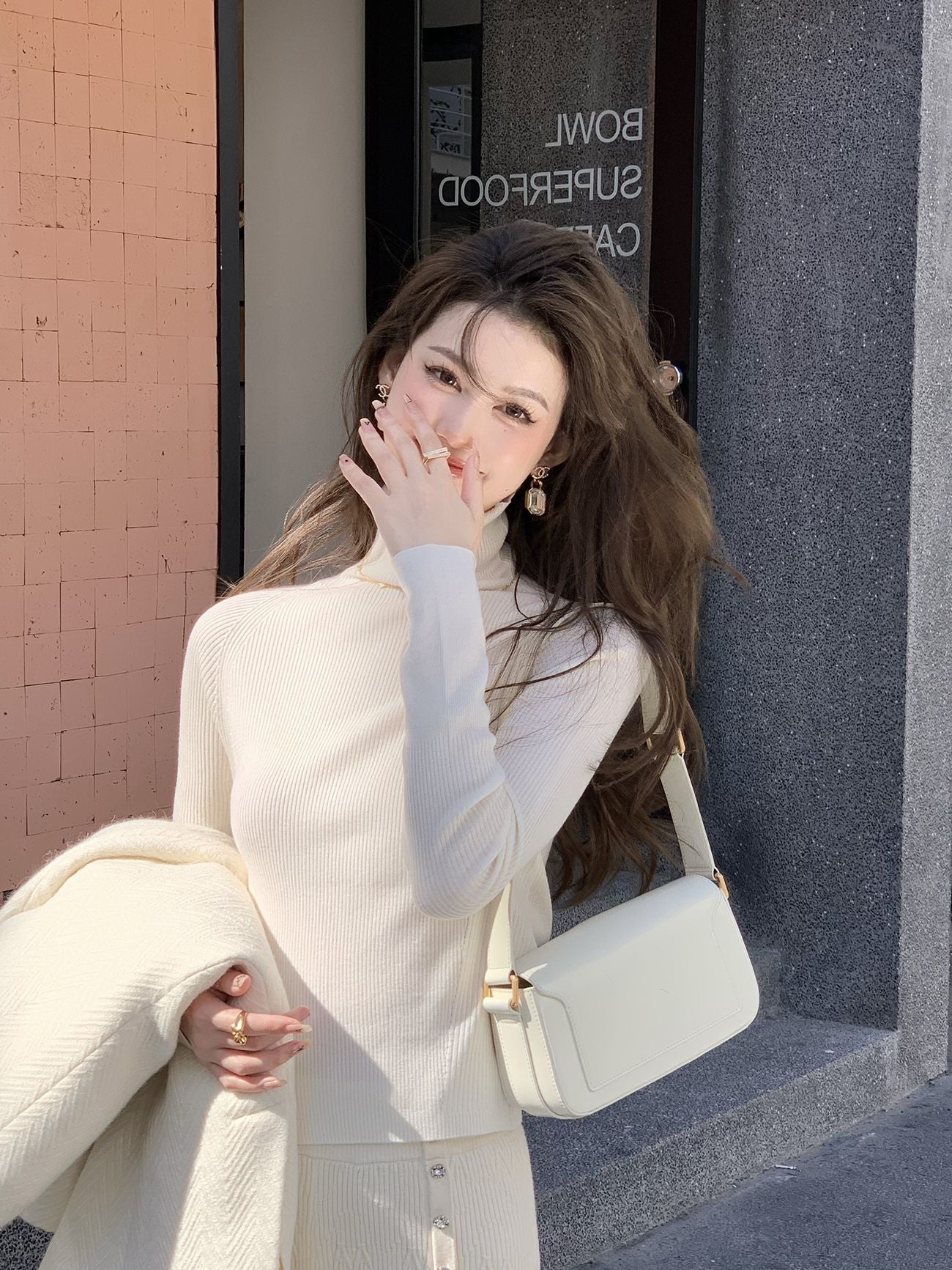 Plain High-Neck Simple Knit