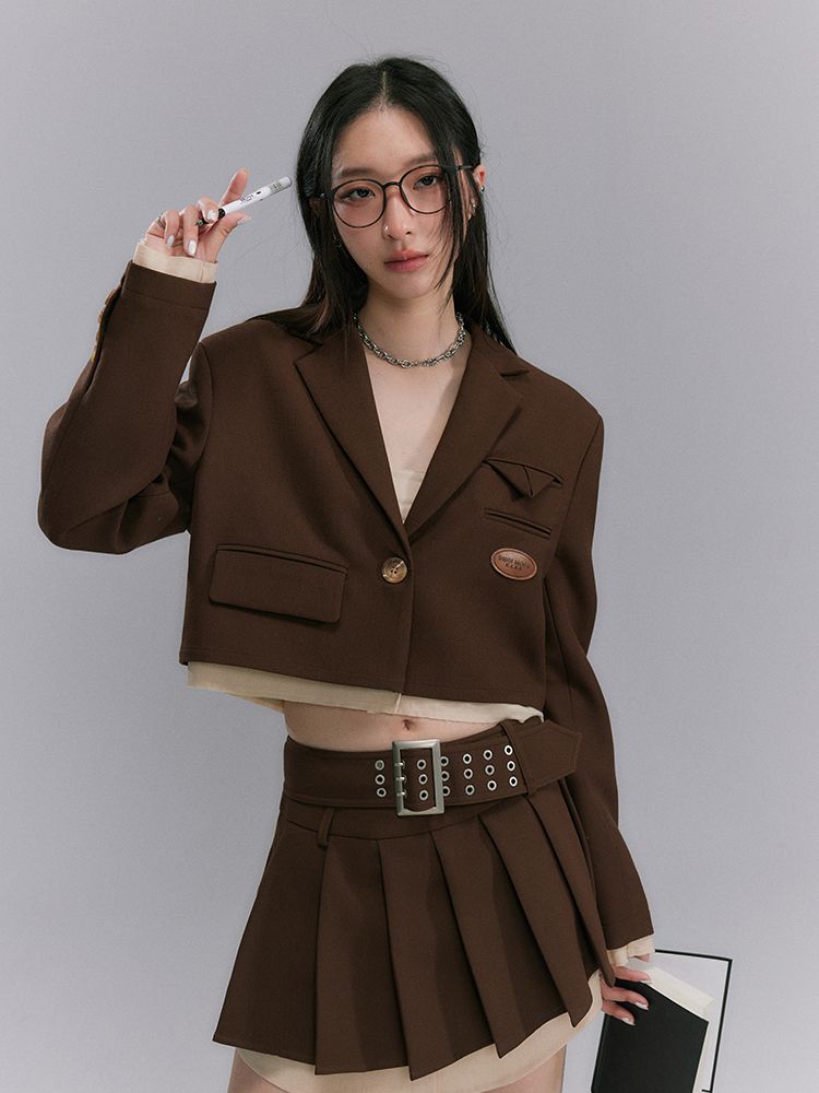 BOX-PLEATS SHORT LAYERED SKIRT