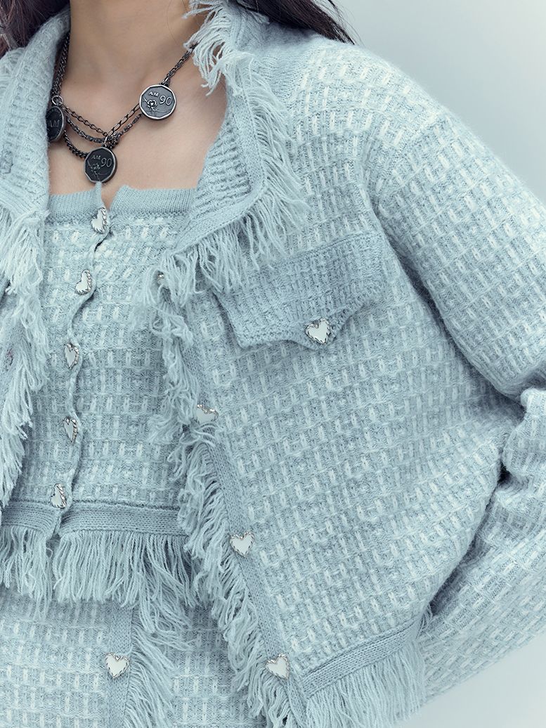 Knit Classy Jacket&Camisole&Skirt
