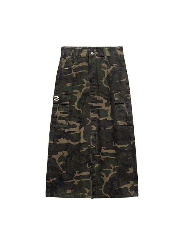CAMOUFLAGE LONG WILD SLIT SKIRT
