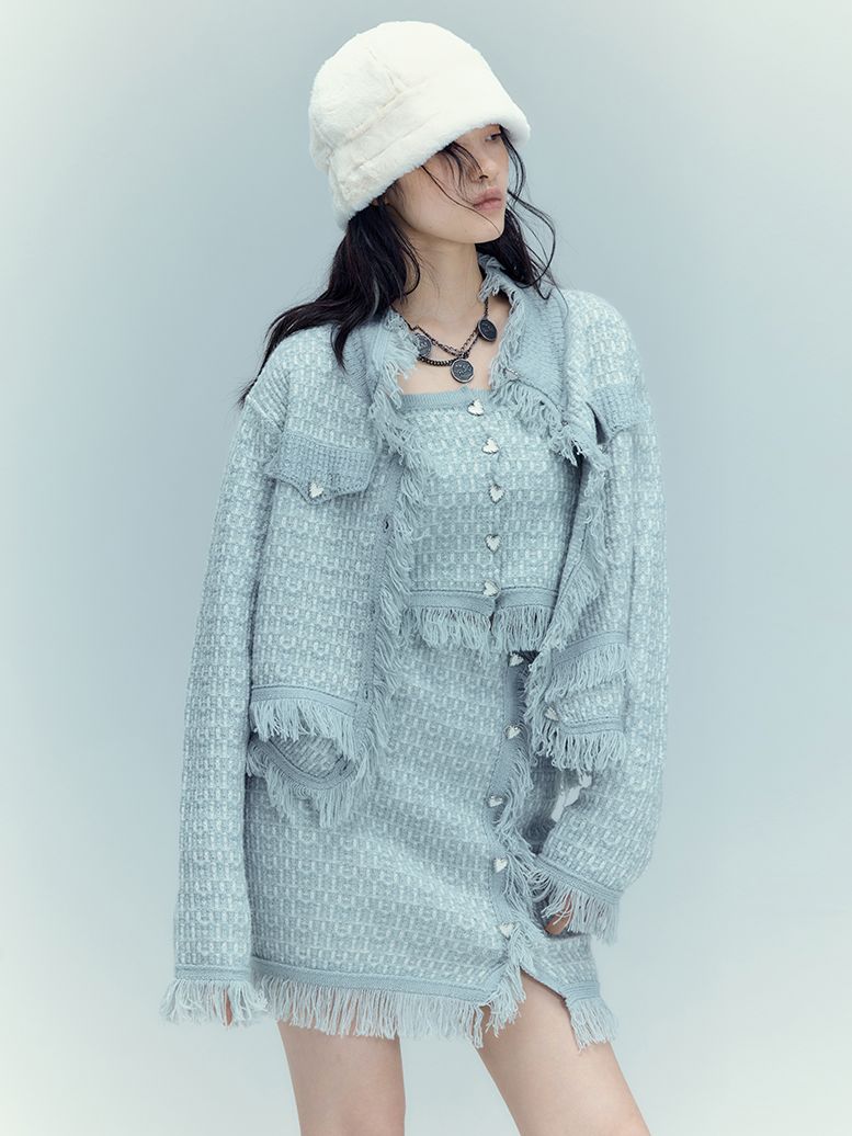 Knit Classy Jacket&Camisole&Skirt