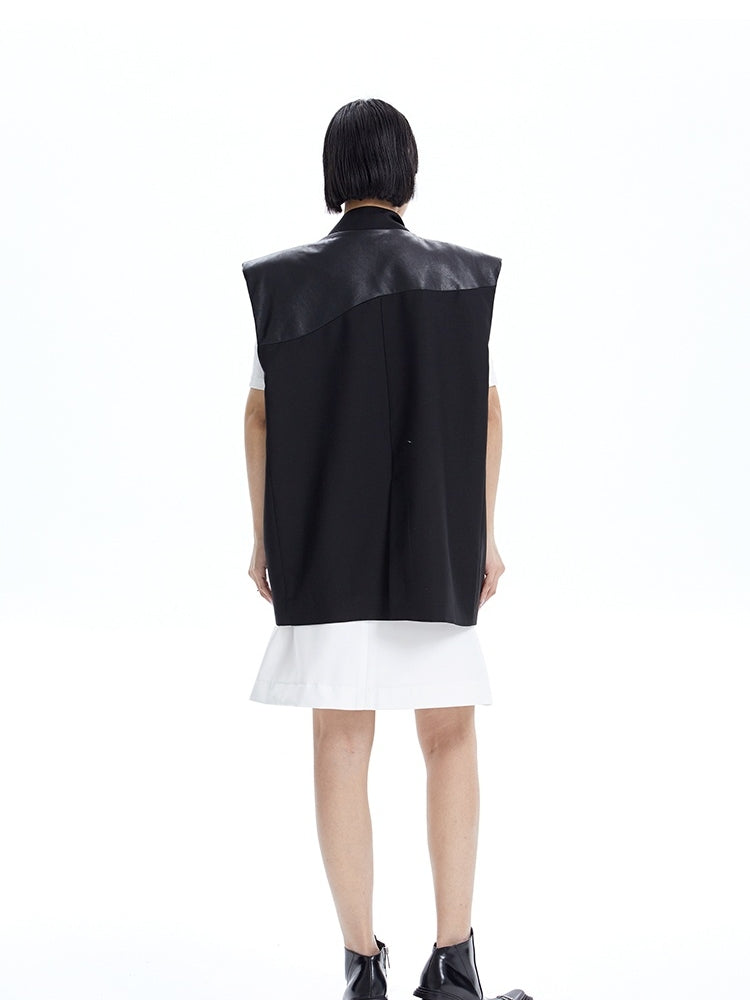 Sleevels Leather Loose Jacket Vest
