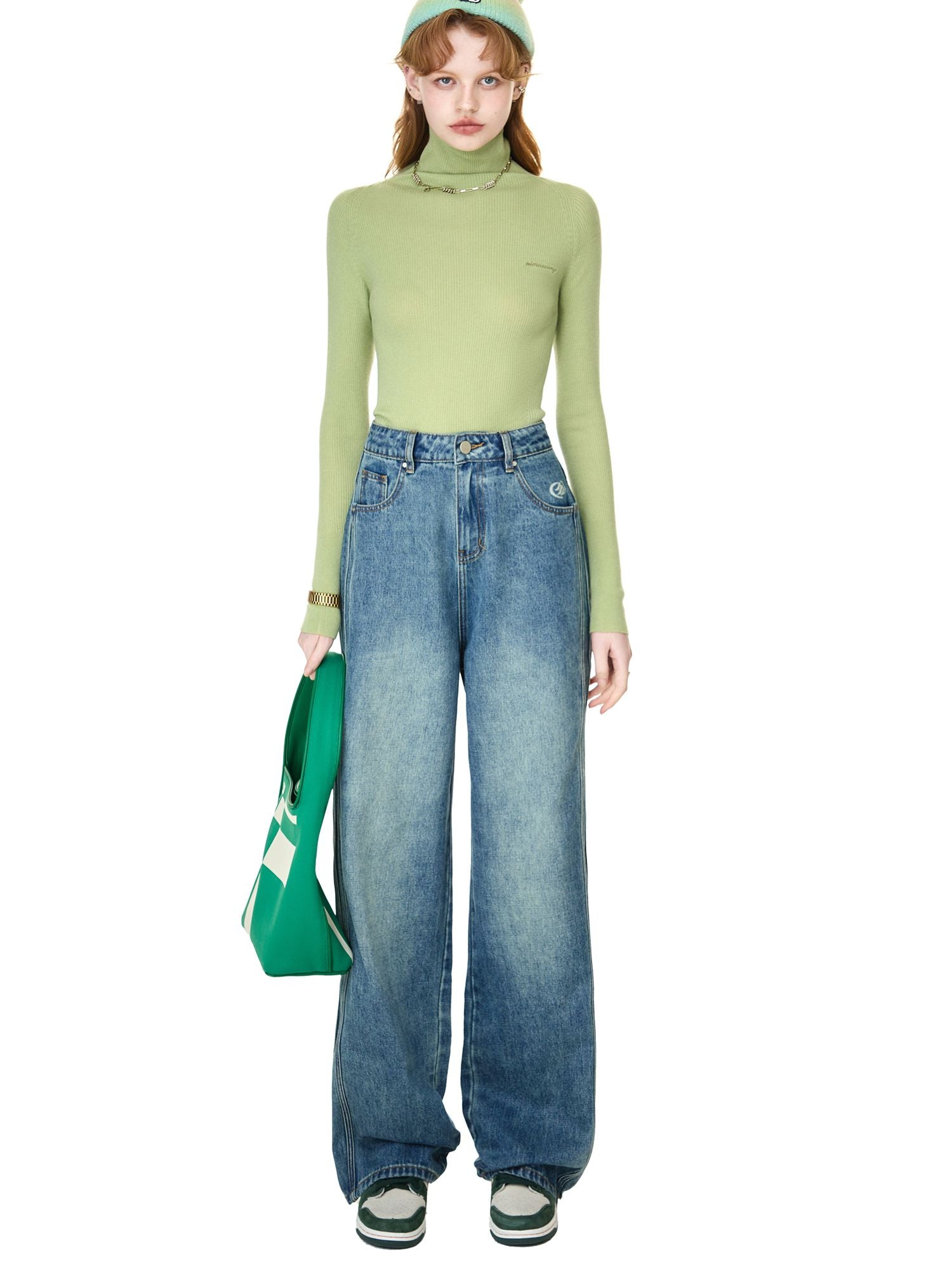 Plain High-Neck Simple Knit