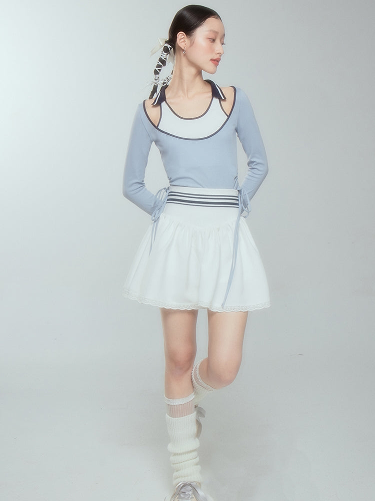 Spitze kurz flauschig einfacher Flare -Rock