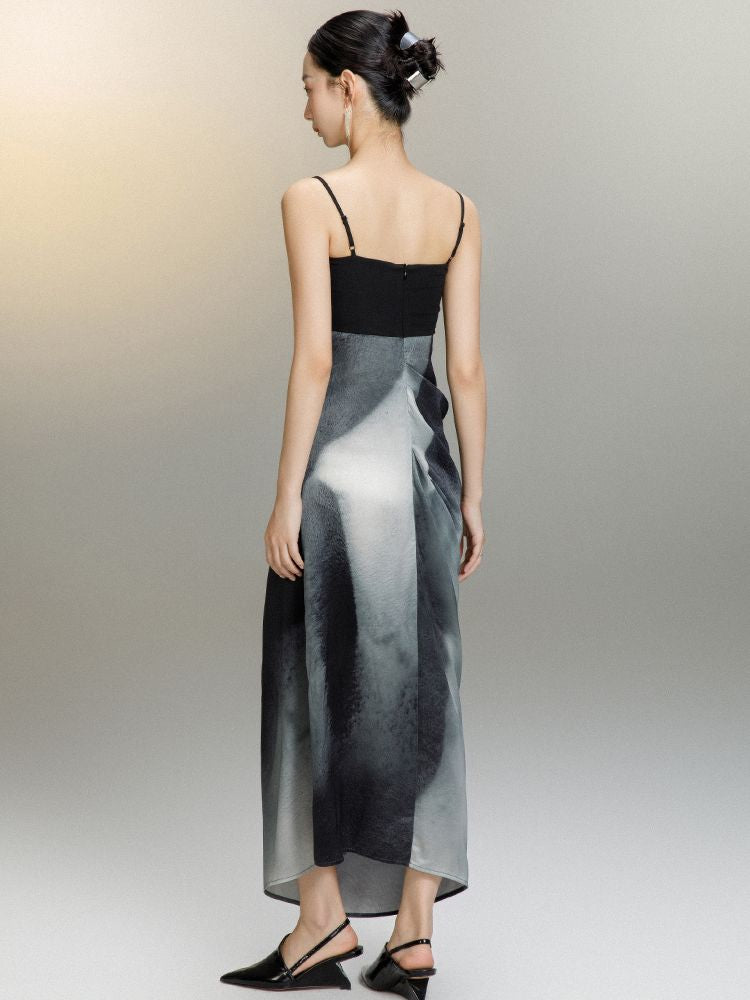 Tie-dye Drape Classy Mature One-piece