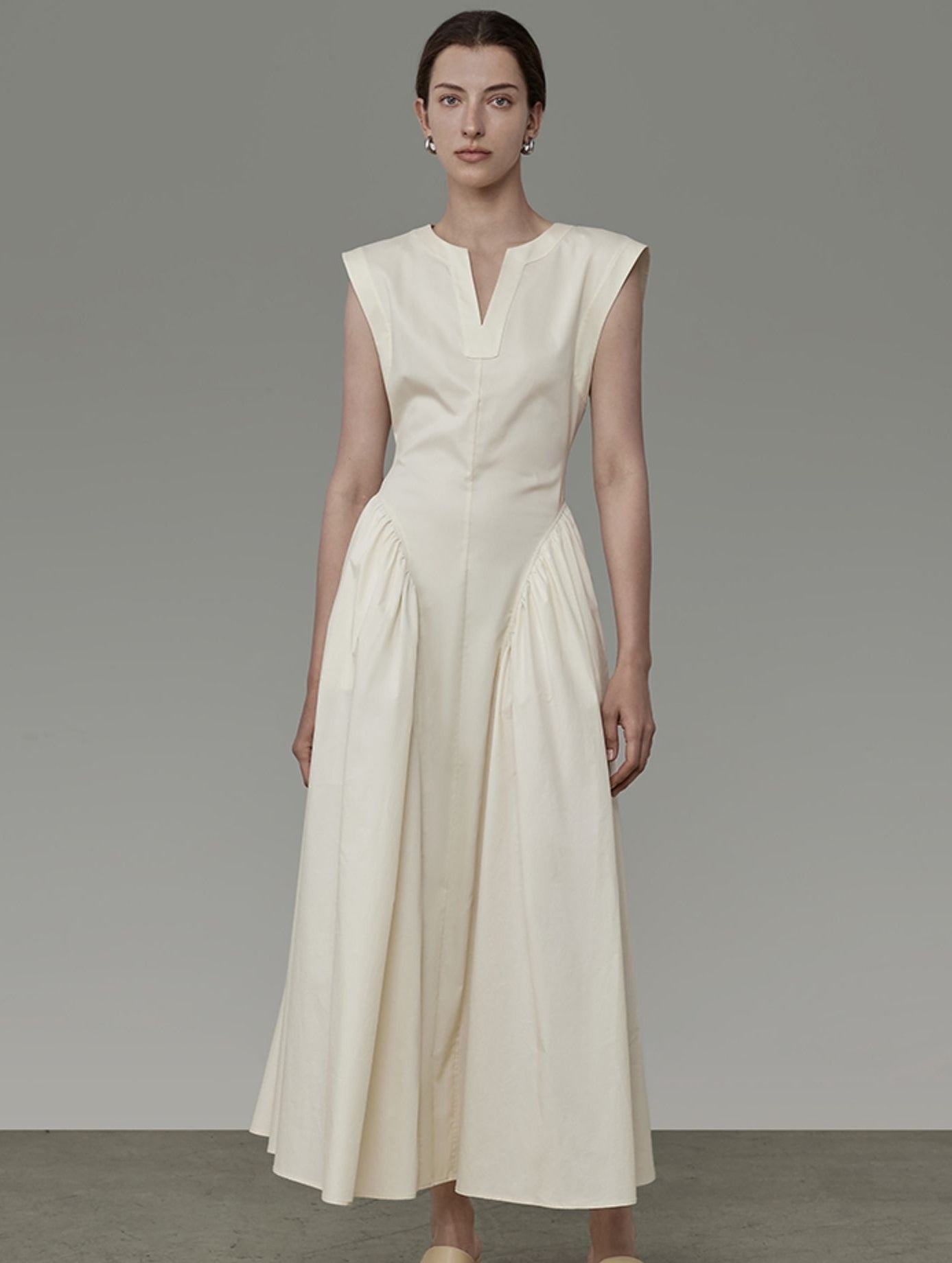 Flare Classy Chic Sleeveress V-Cut Long-ONE-PIECE