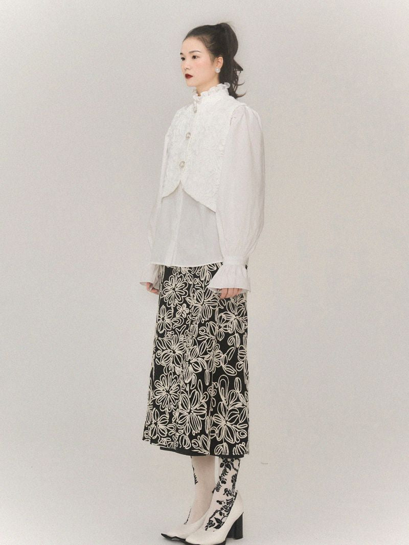 엘리자베스-콜라 스탠드 콜라 클래식 블라우스