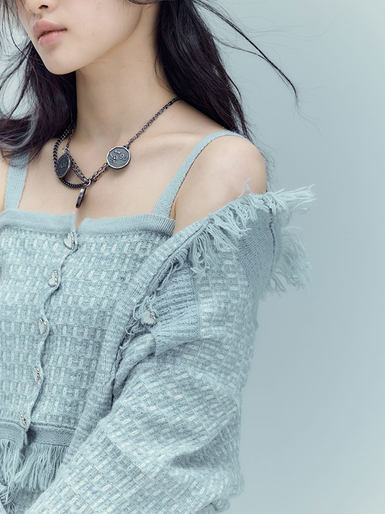 Knit Classy Jacket&Camisole&Skirt