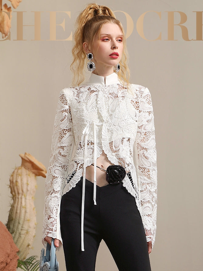 Lace Classic Sheer Feminine Blouse