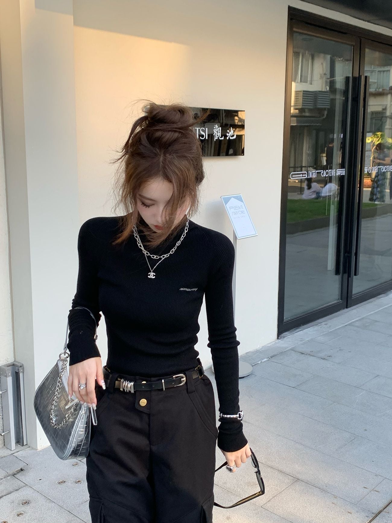 Plain High-Neck Simple Knit