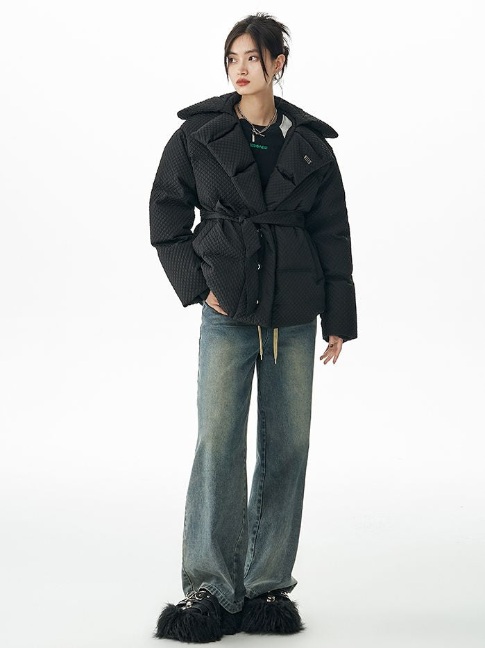Stickst Stickränder kurzer Down-Jacket