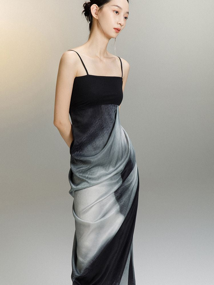 Tie-dye Drape Classy Mature One-piece