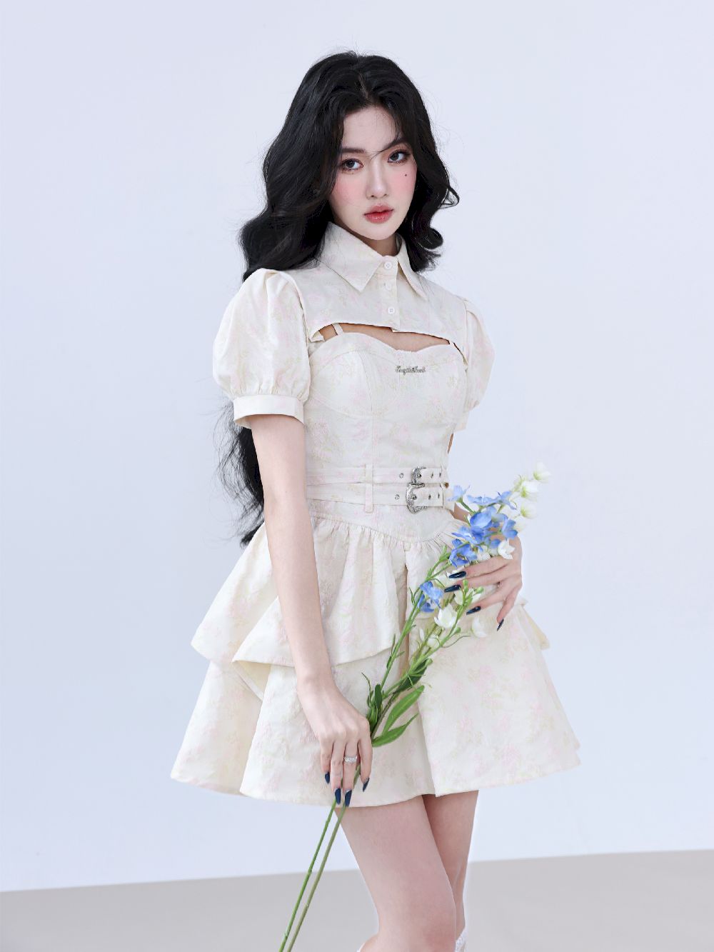 Embroidery Tiered Fluffy Borelo