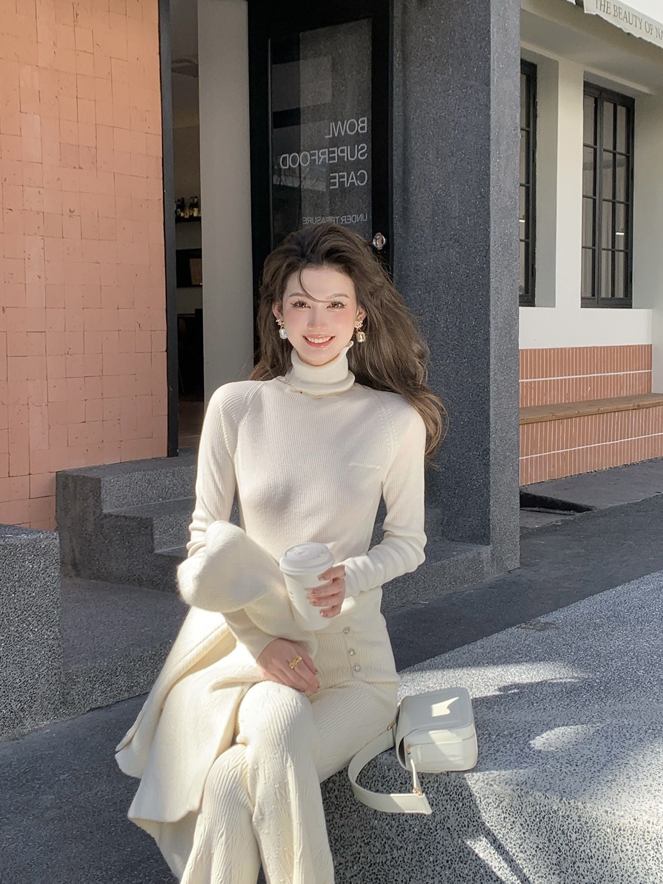 Plain High-Neck Simple Knit