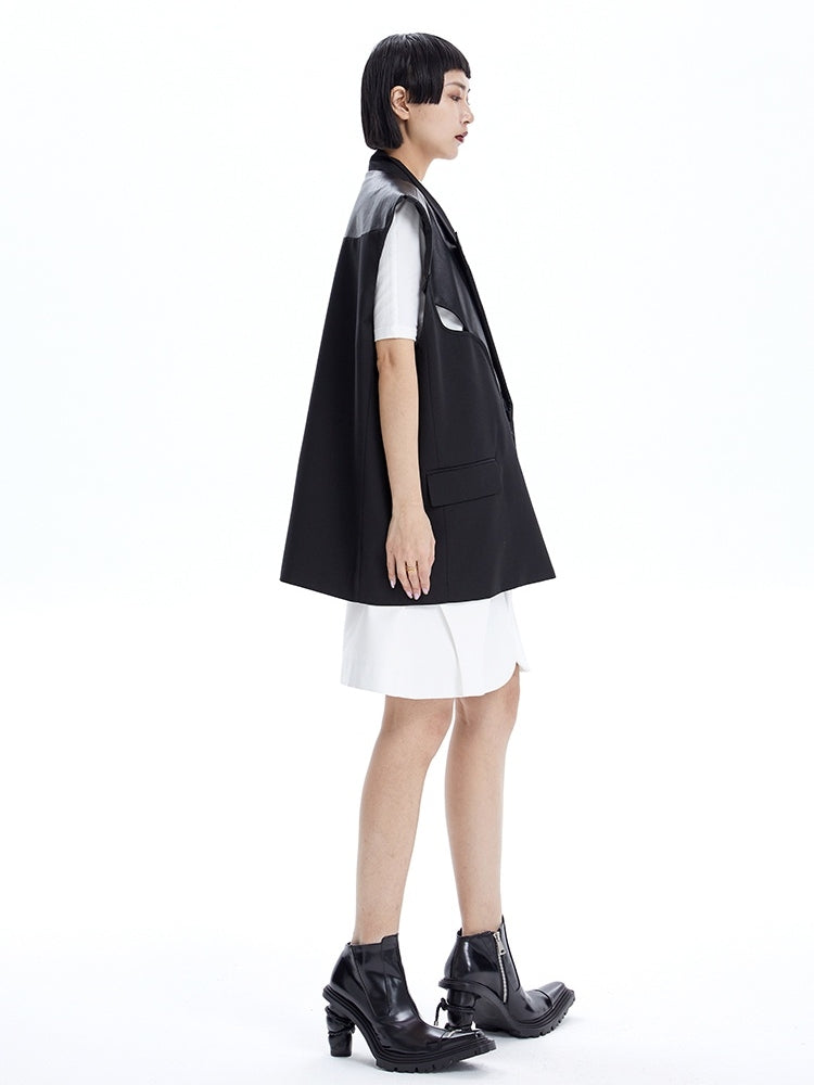 Sleevels Leather Loose Jacket Vest