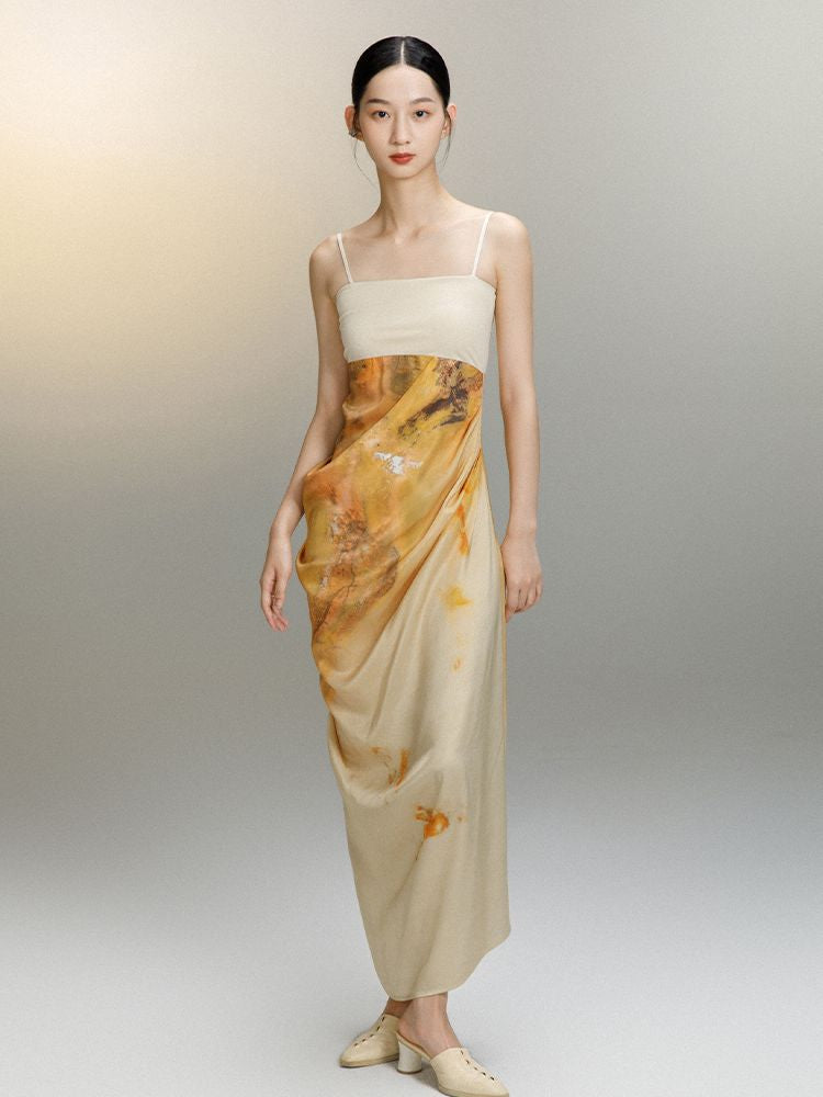 Tie-dye Drape Classy Mature One-piece