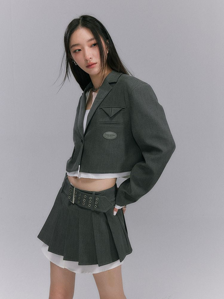 BOX-PLEATS SHORT LAYERED SKIRT