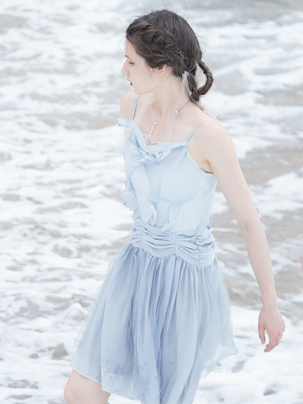 얇은 수집 프릴 세련된 원피스