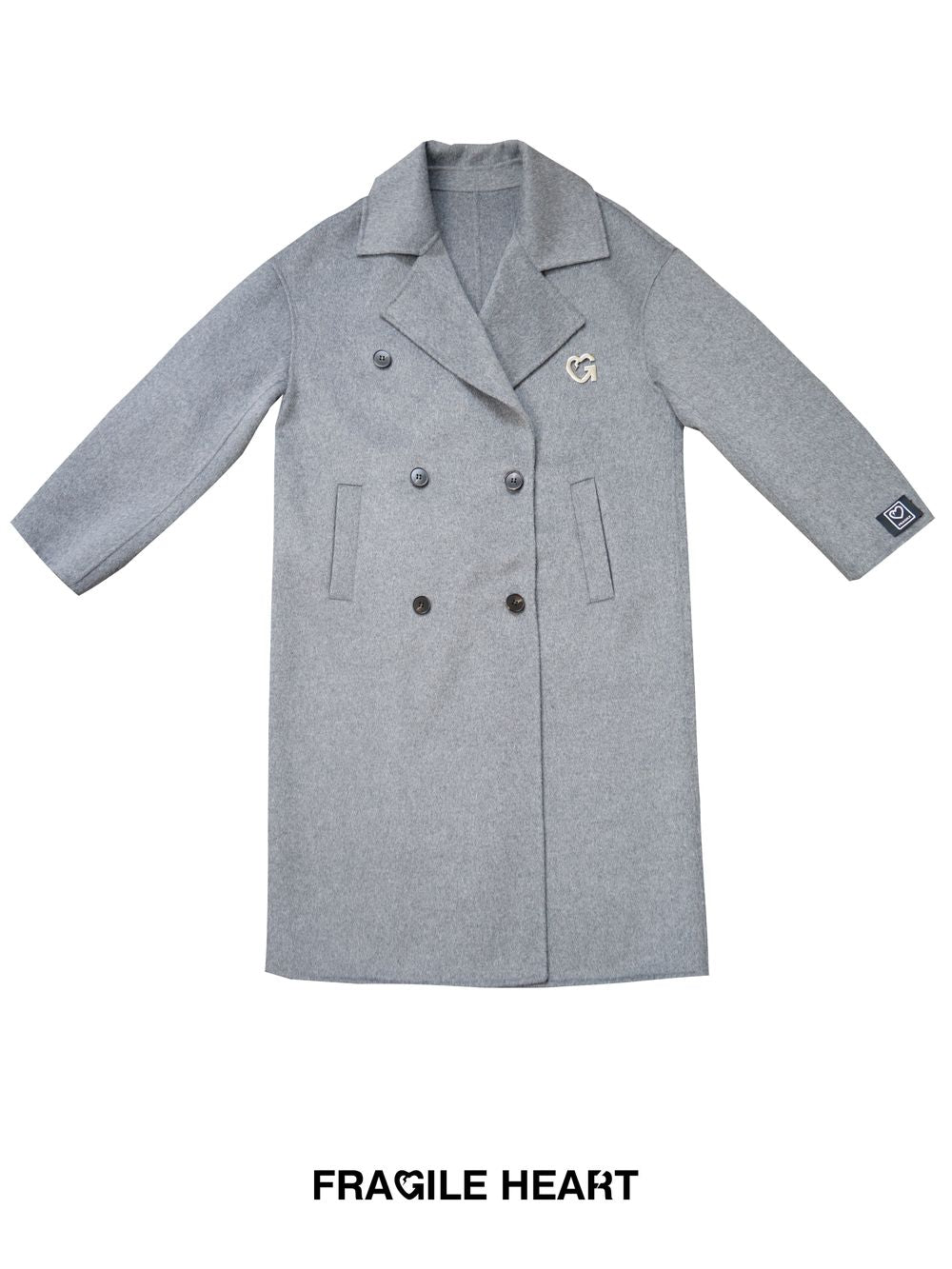 Wool Double-Button Plain Classy Long-Coat