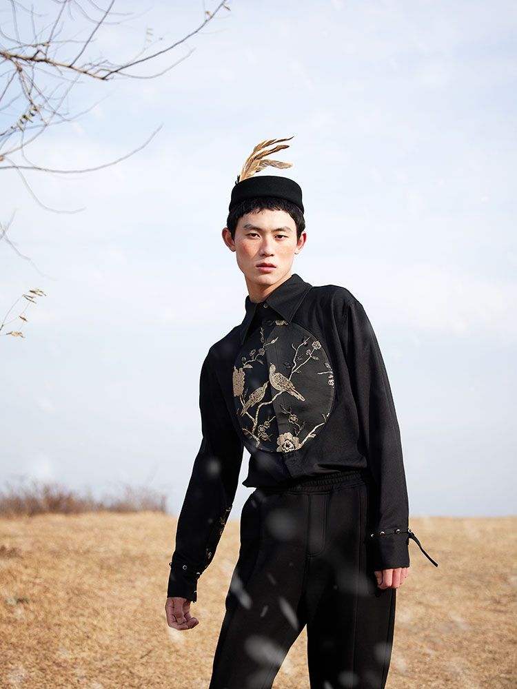 Embroidery CHINA maocollar Retro Tops