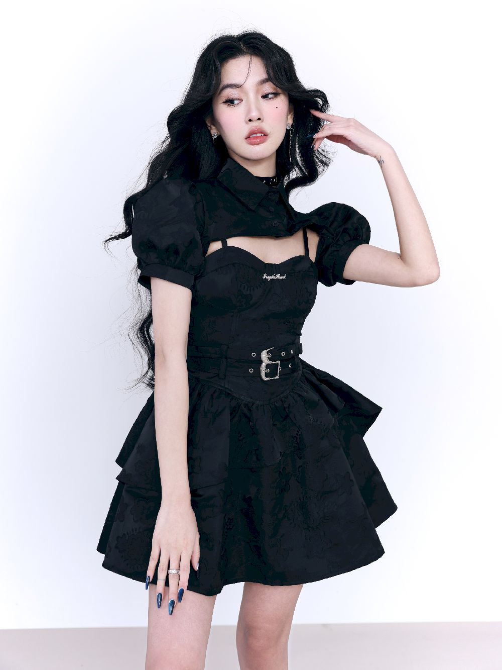 Embroidery Tiered Fluffy Borelo