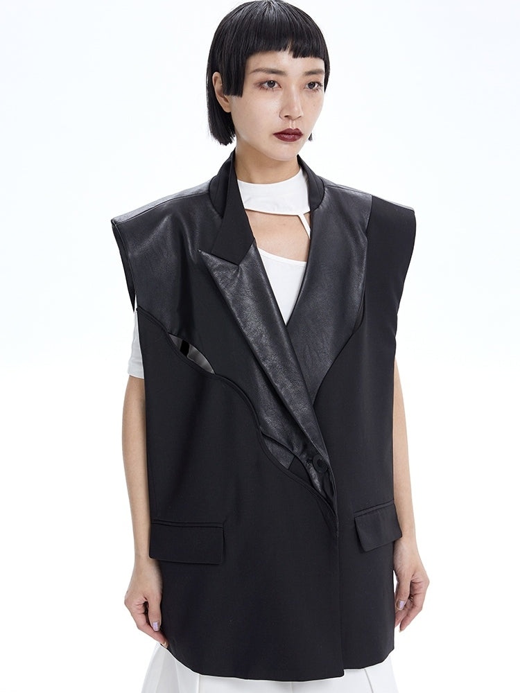 Sleevels Leather Loose Jacket Vest