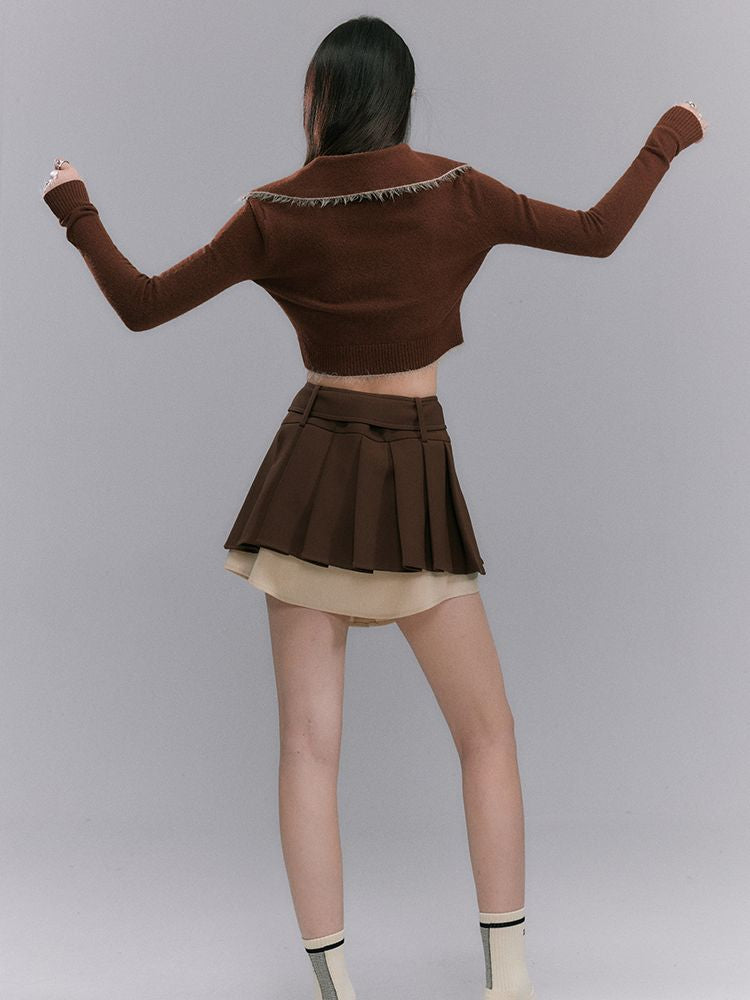 BOX-PLEATS SHORT LAYERED SKIRT