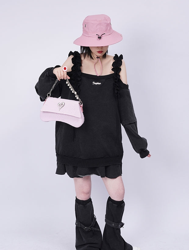 Compact 2way Drawstring Heart Bag