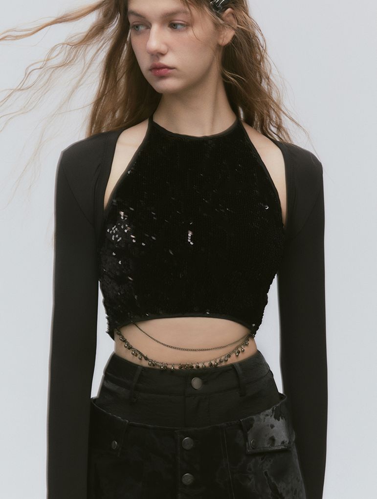 Chain Sequin Luster One-piece&Arm-cover