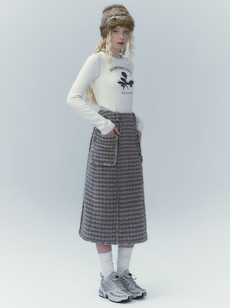 Checked Retro Wool Jacket & Skirt Set-UP