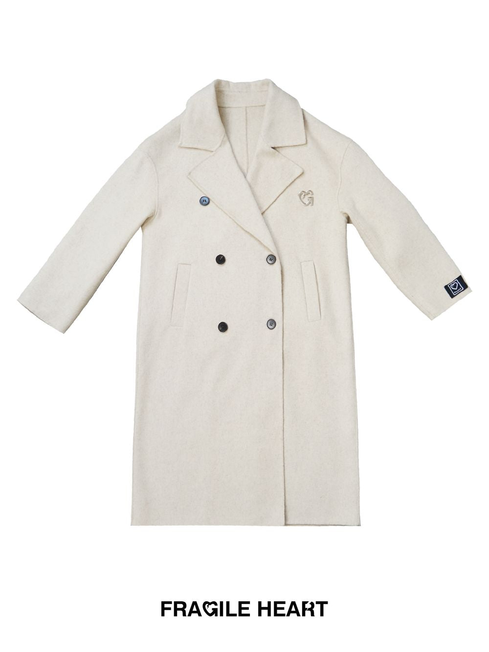 Wool Double-Button Plain Classy Long-Coat