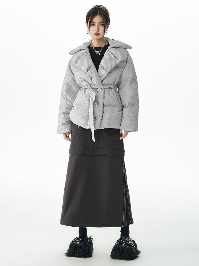 Stickst Stickränder kurzer Down-Jacket