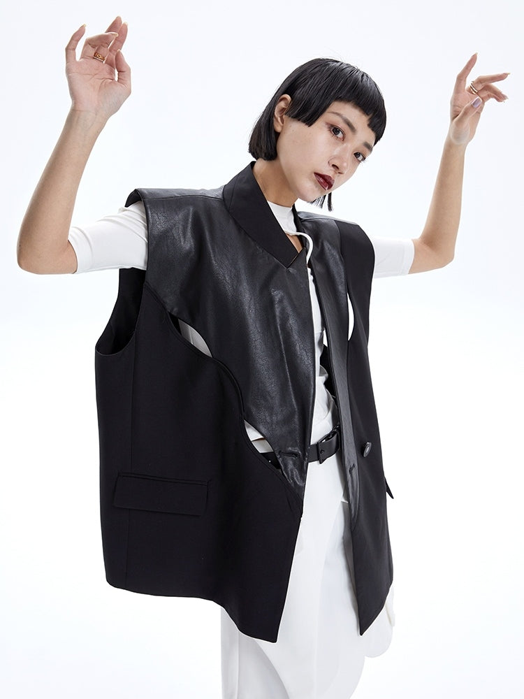 Sleevels Leather Loose Jacket Vest