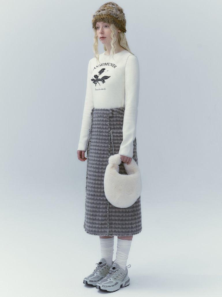 Checked Retro Wool Jacket & Skirt Set-UP