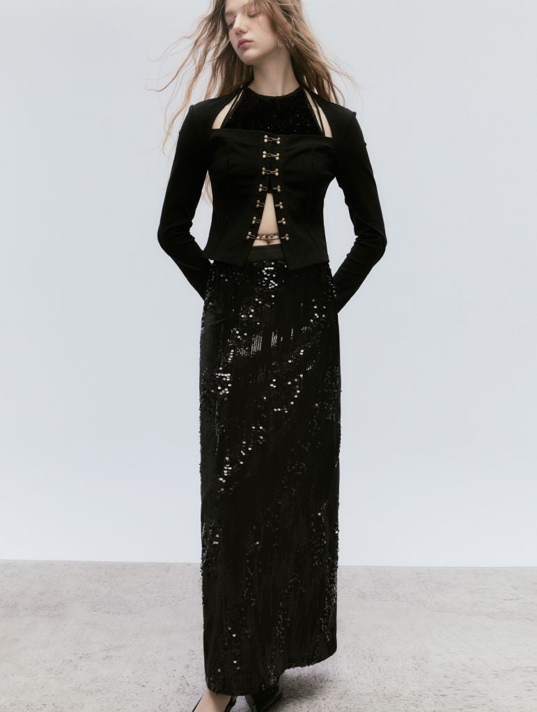 Chain Sequin LUSTER TOPS & LONG-SKIRT