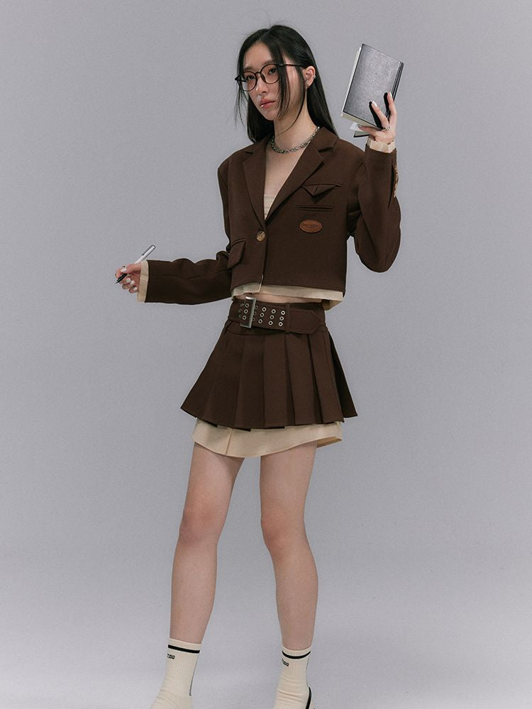 BOX-PLEATS SHORT LAYERED SKIRT