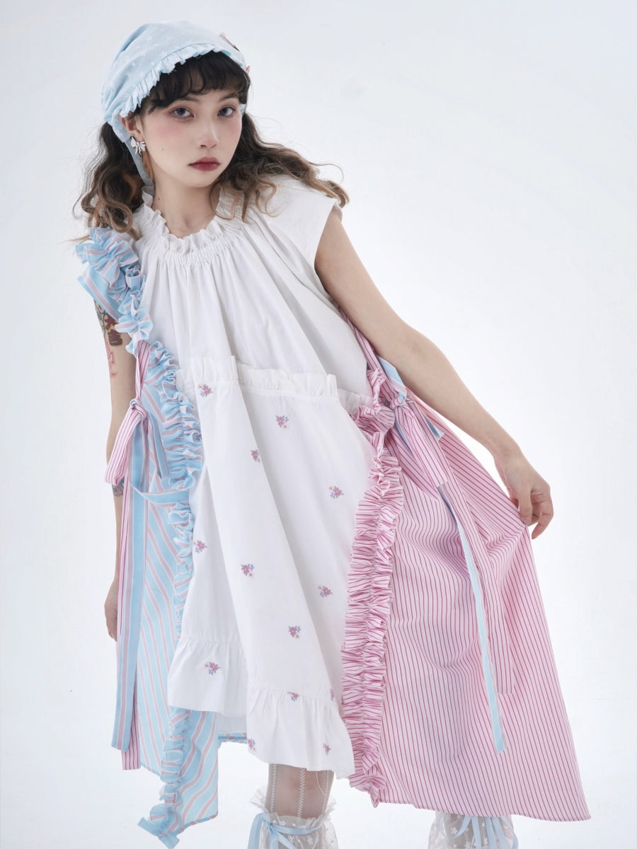 Fancy Frill Retro Flower Embroider Hood