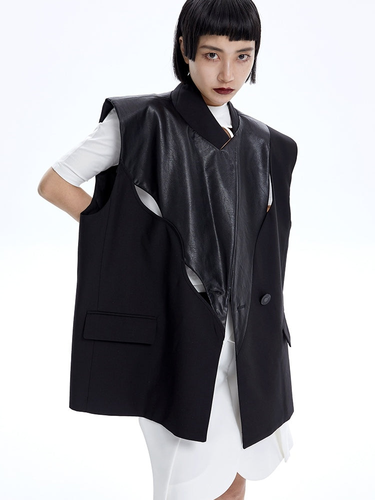 Sleevels Leather Loose Jacket Vest